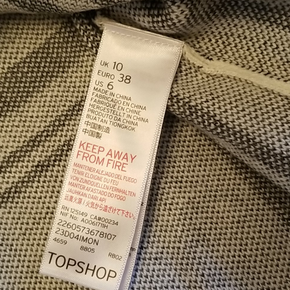 TOPSHOP ivory/grey checkered top - Picture 4 of 5